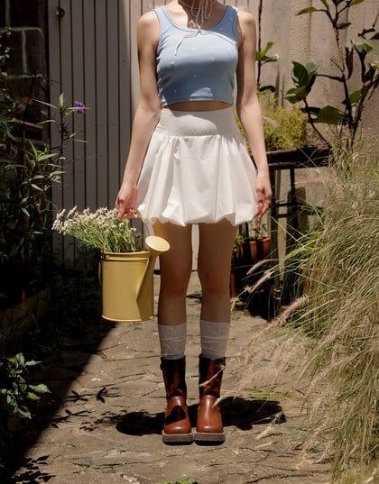 High Waist Bubble Silhouette Mini Skirt