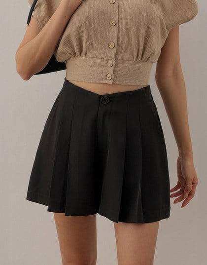 High Waist Pleated A Line Shorts