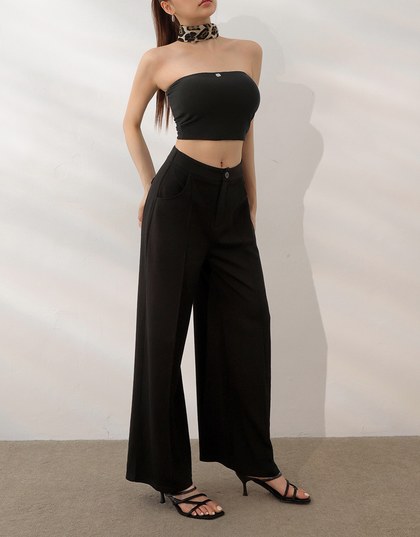 AIRY HOURGLASS Relaxed Fit Wide Leg Pants with Seam Detail