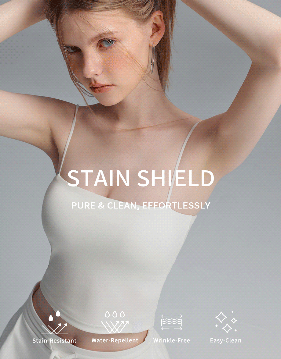 【Stain Resistant】Basic Spaghetti Strap Fitted Crop Cami Top