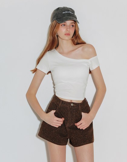 Basic One Shoulder Fitted Ribbed Crop Bra Top