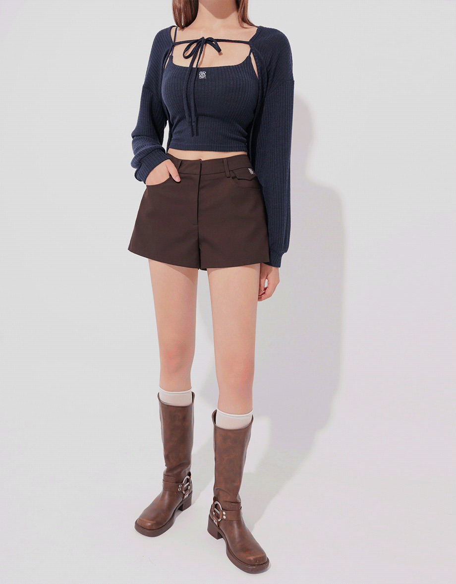 Tailored High Waist Shorts with AIR SPACE Logo Embroidery