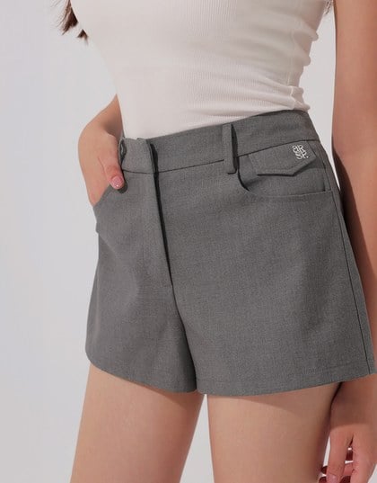 Tailored High Waist Shorts with AIR SPACE Logo Embroidery