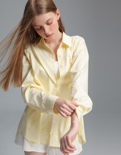 【Stain Resistant】Oversized Pocket Detail Button Down Shirt Blouse