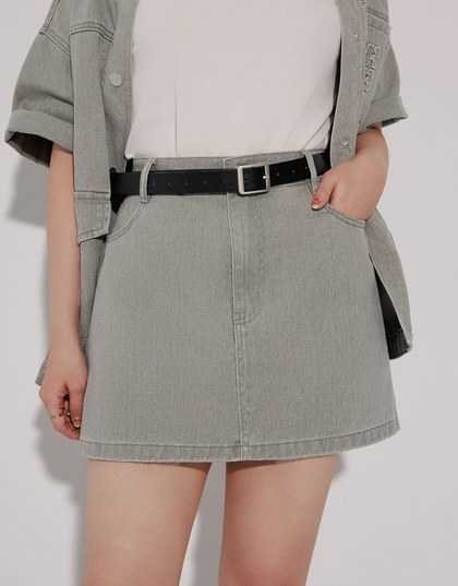 High Waisted Wash Jeans Denim A Line Mini Skirt