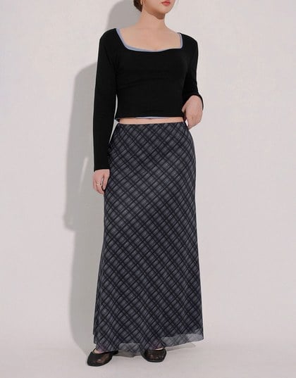 Vintage Inspired Plaid A Line Maxi Skirt