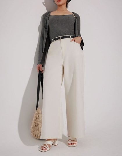 【Stain Resistant】Relaxed Fit High Waist Wide Leg Jeans Denim Pants