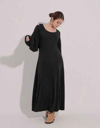 Sleeveless Knit Maxi Dress and Detachable Sleeve Cardigan Set Wear