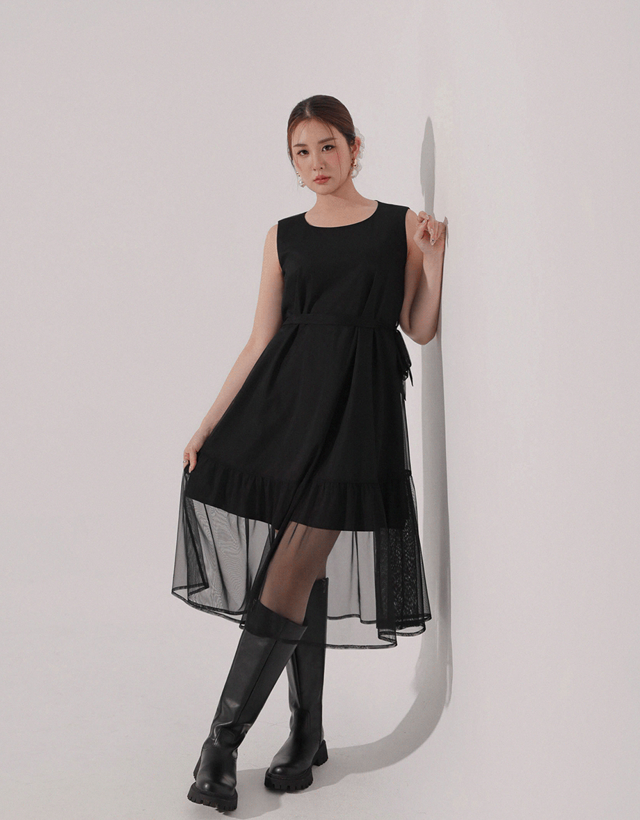 Flowy Sleeveless Maxi Dress with Waist Tie Detail