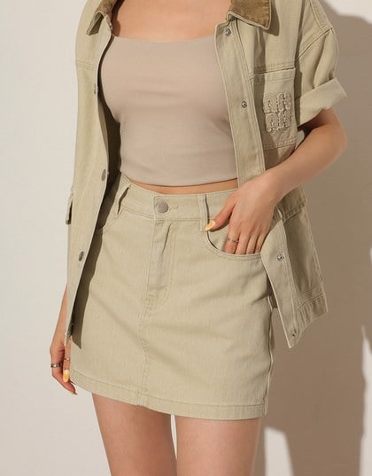 High Waisted Wash Jeans Denim A Line Mini Skirt