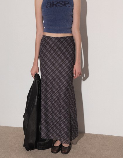 Vintage Inspired Plaid A Line Maxi Skirt