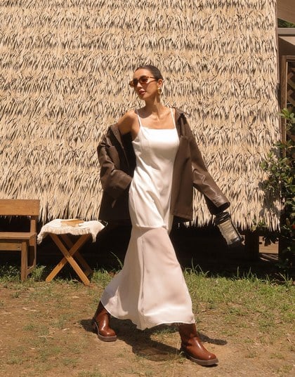 Layered Sheer Panel Spaghetti Strap Padded Maxi Dress