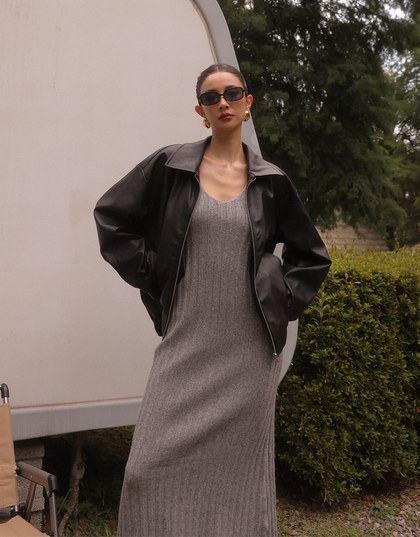 Faux Suede Oversized Collared Zip Up Jacket