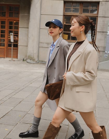 【Ling Cheng Design】Oversized Double Breasted Tailored Blazer Jacket