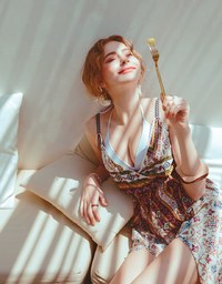 V-Neck Totem Print Overlap Slit Jumpsuit