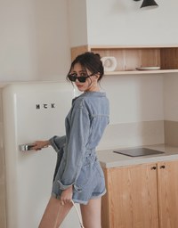 Industrial Style Denim Belted Playsuit