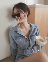 Industrial Style Denim Belted Playsuit