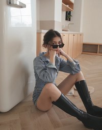 Industrial Style Denim Belted Playsuit