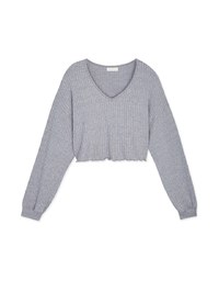 Casual Lettuce-Edge Hem Ribbed Knitted Crop Top