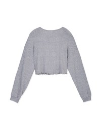 Casual Lettuce-Edge Hem Ribbed Knitted Crop Top
