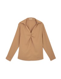 Minimalist Knot Notch Neck Blouse