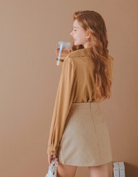 Minimalist Knot Notch Neck Blouse