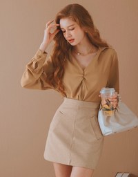 Minimalist Knot Notch Neck Blouse