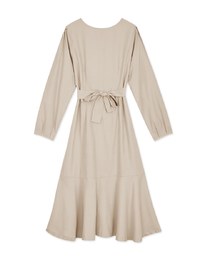 Elegant Ribbon-Back Button-Down Fishtail Midi Dress