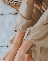 Elegant Ribbon-Back Button-Down Fishtail Midi Dress