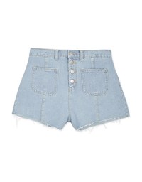 Button-Up Arcuates Denim Shorts