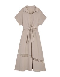 Asymmetrical Sheer-Panel Knot-Tie Maxi Dress