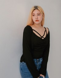 Criss-Cross Scrunch Cami Top & Cardigan Set Wear