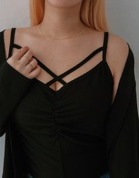 Criss-Cross Scrunch Cami Top & Cardigan Set Wear