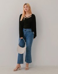 Criss-Cross Scrunch Cami Top & Cardigan Set Wear
