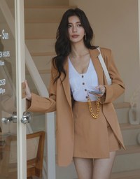 Edgy Smart Suit Blazer(With Detachable Shoulder Pads)
