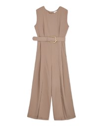 Minimalist Belted Slit Jumpsuit (Shoulder Pads Detachable)