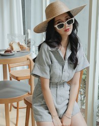 Cargo-Inspired Denim Playsuit