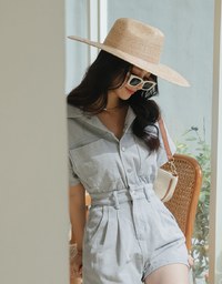 Cargo-Inspired Denim Playsuit