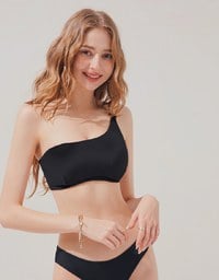 Metal Rings One-Shoulder Bikini Top