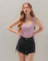 Drawstring-Side Crop Tank Top