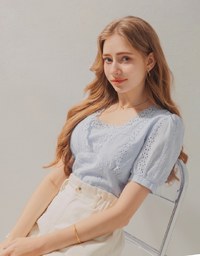 Broderie Anglaise Lace Trim Top