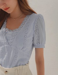 Broderie Anglaise Lace Trim Top