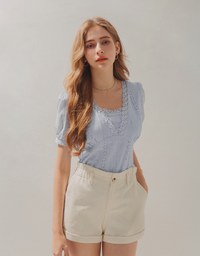 Broderie Anglaise Lace Trim Top
