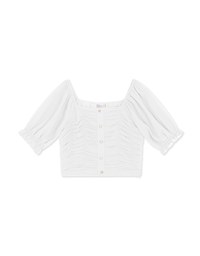 Ruched Puffy Sleeve Crop Top