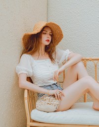 Ruched Puffy Sleeve Crop Top