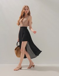 Chiffon-Overlay Maxi Skirt