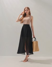 Chiffon-Overlay Maxi Skirt