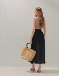 Chiffon-Overlay Maxi Skirt