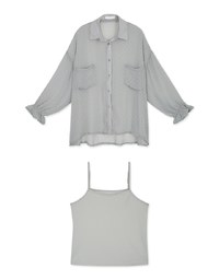 Swiss Dot Gauzy Blouse & Cami Top Set