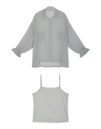 Swiss Dot Gauzy Blouse & Cami Top Set